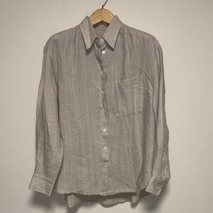 Aritzia group by babaton siesta beige linen top sz xs xsmall  tried on only